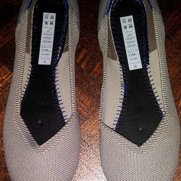 Rothy’s The Flat Round Toe Birdseye Flax Cream Comfort Ballet Flat NO INSOLES - Picture 3 of 9